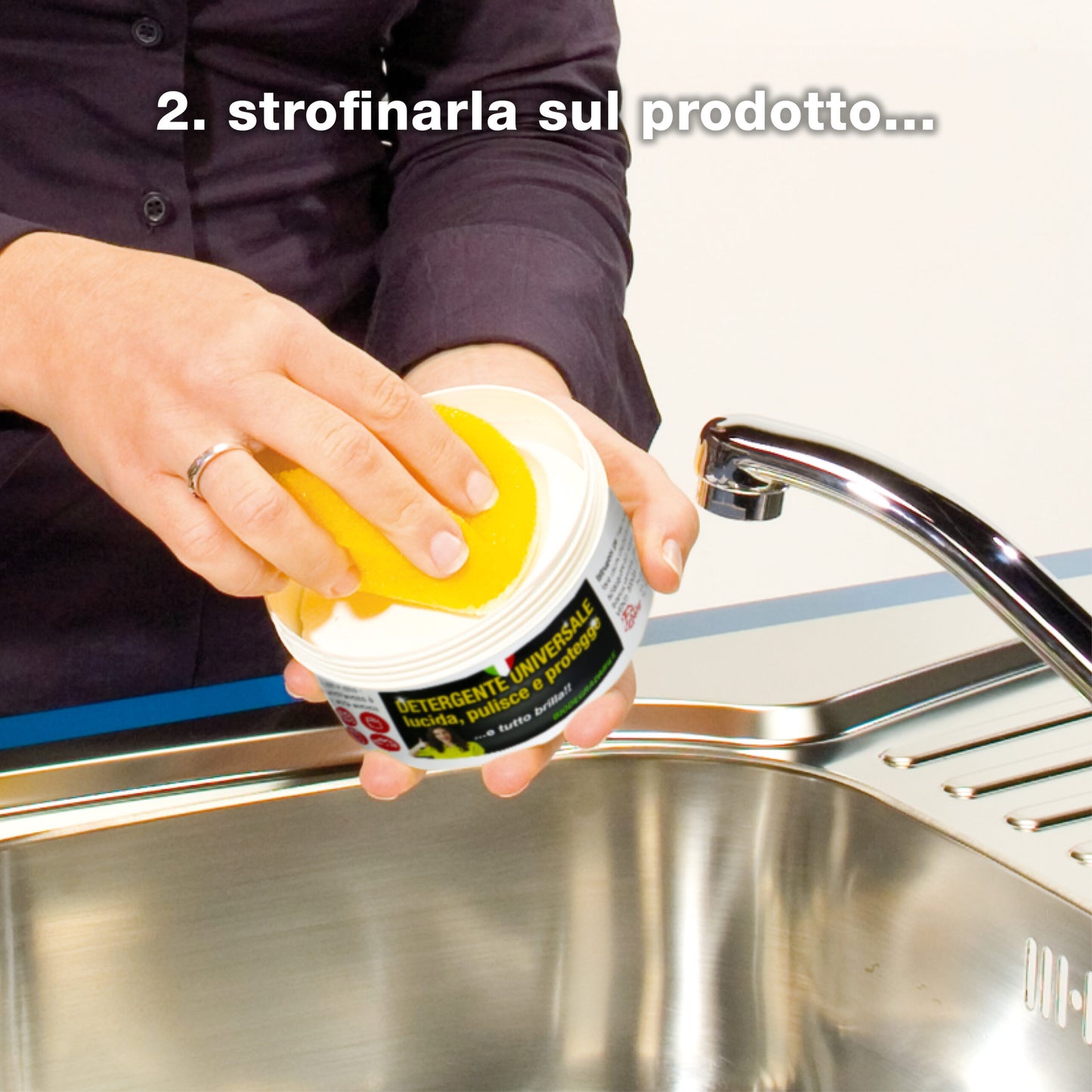 FS shop Detergente Universale 300gr (2pz) e Panno in Carbonio 3 Panni 38X50 e 1 18x14 (1pz)