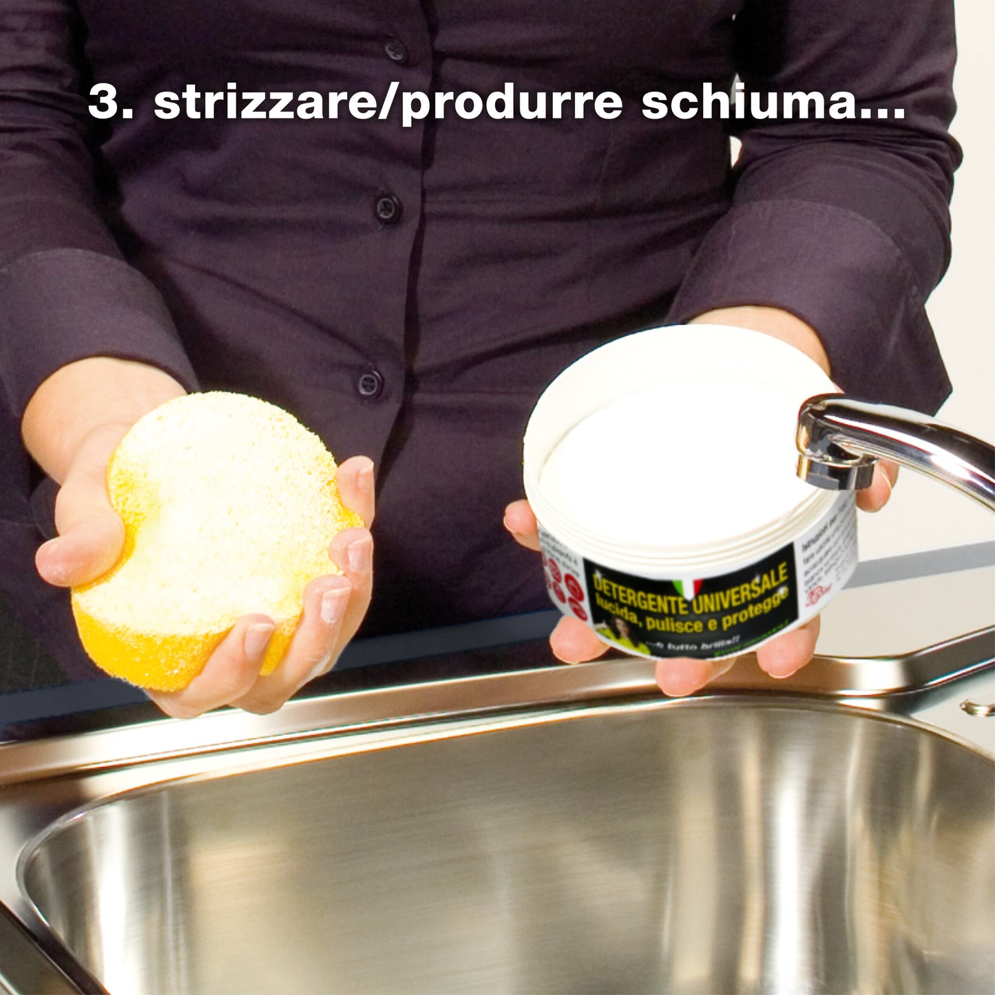 FS shop Detergente Universale 300gr (2pz) e Panno in Carbonio 3 Panni 38X50 e 1 18x14 (1pz)