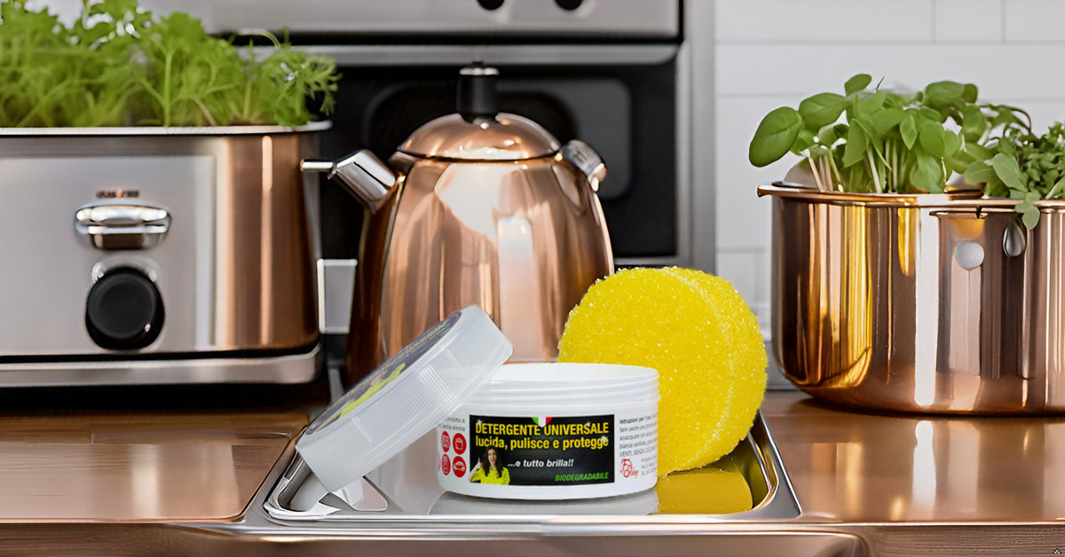 Detergente Universale 300g -PASTA PULENTE LUCIDA PULISCE PROTEGGE ELimina Calcare dalla doccia,E TUTTO BRILLA 2 SPUGNE INCLUSE