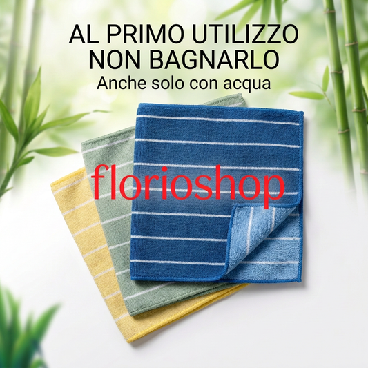 Panno pulizia in fibra naturale di Bambù 350g 40x40cm, ottimi per la pulizia della casa, mobili, vetri, cucina, bagno 3 Pezzi
