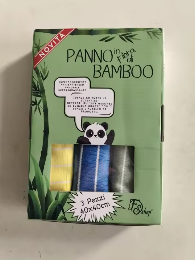Panno pulizia in fibra naturale di Bambù 350g 40x40cm, ottimi per la pulizia della casa, mobili, vetri, cucina, bagno 3 Pezzi e 1 Panno 18x14 in Omaggio per occhiali e cellulare