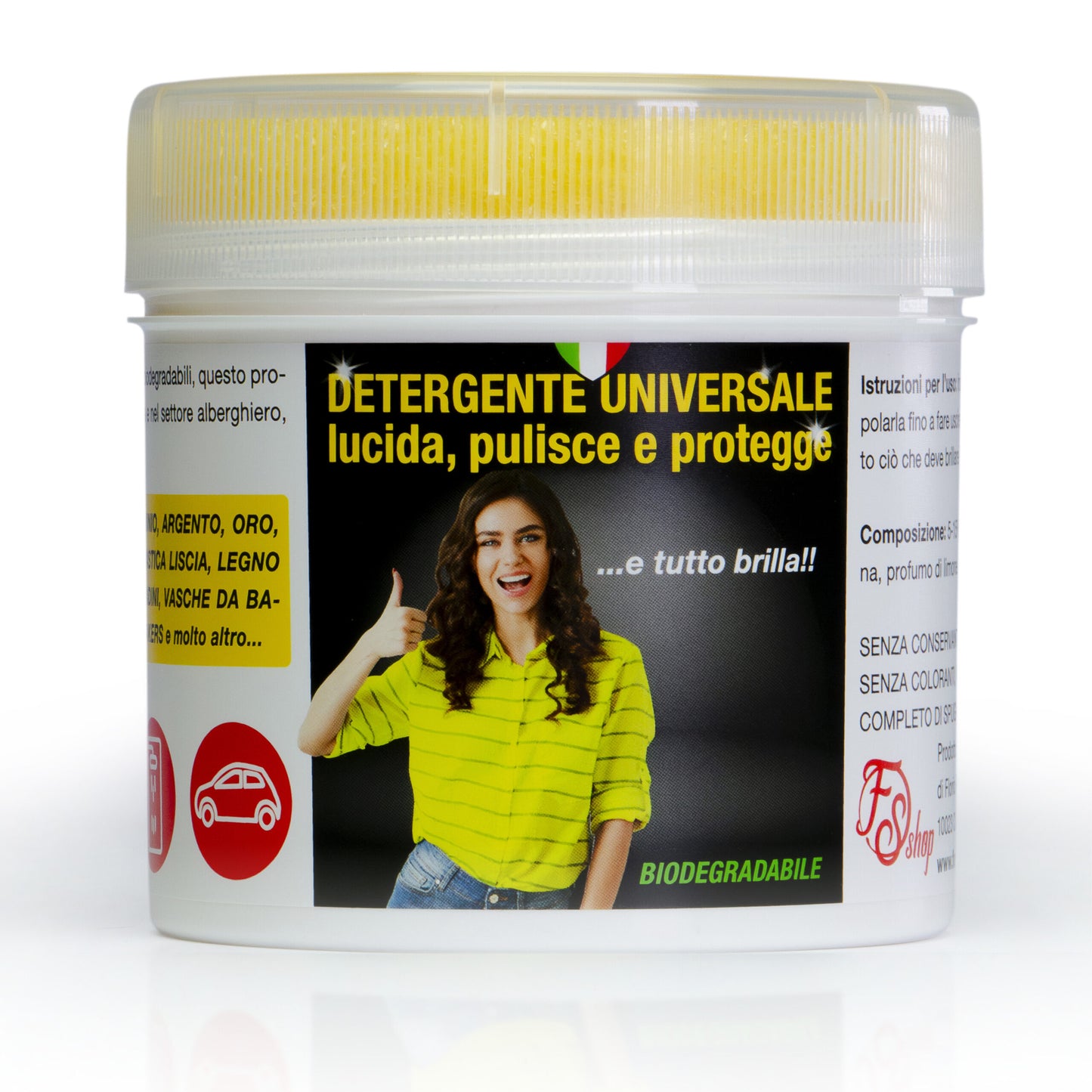 Detergente Universale 700g-PASTA PULENTE LUCIDA PULISCE PROTEGGE .ELIMINA CALCARE DALLA DOCCIA.E' TUTTO BRILLA 2 SPUGNE INCLUSE