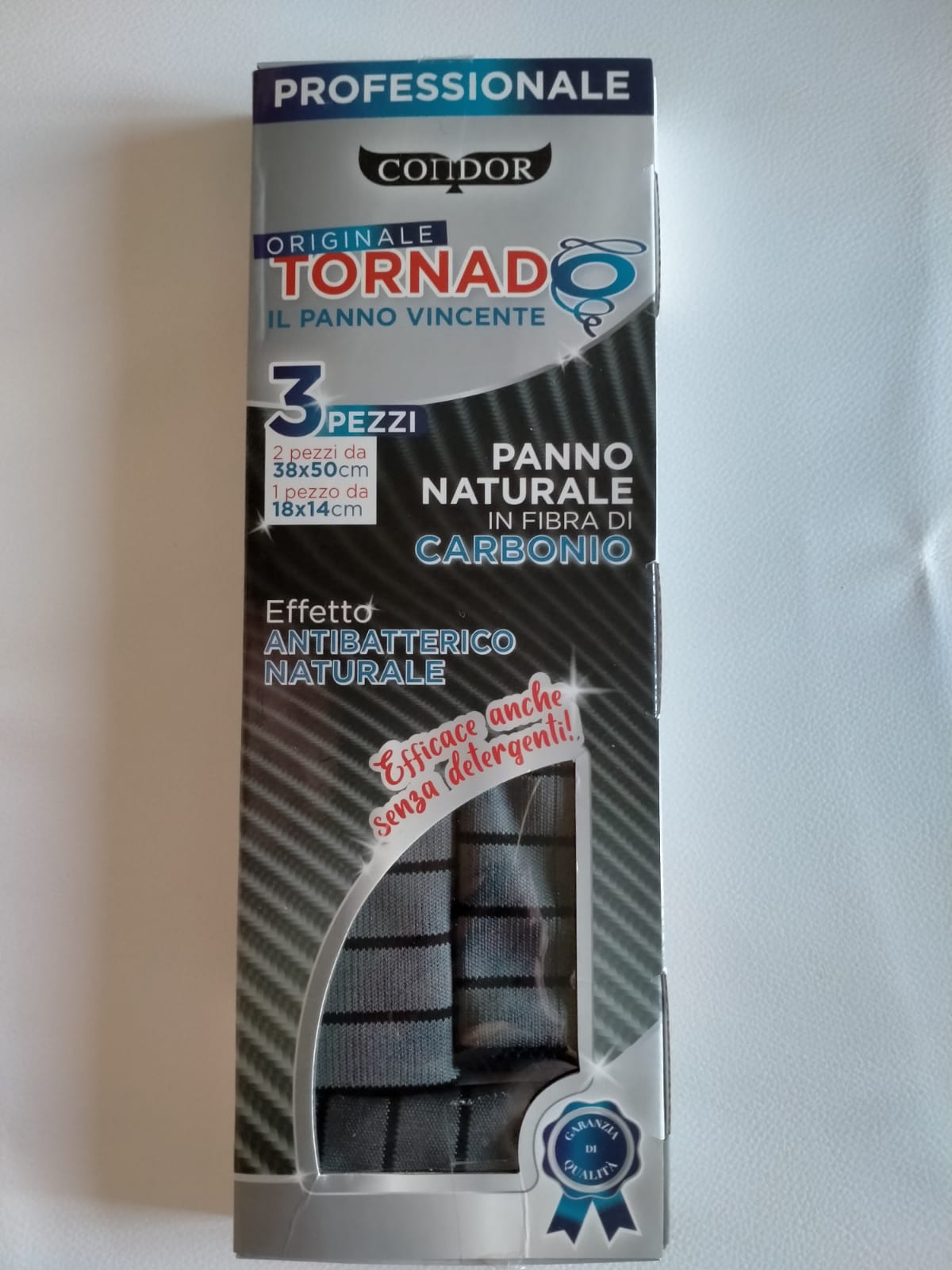 Tornado panni in Carbonio nuovo kit per vetri box doccia,auto, con panno pulizia occhiali ….cell ……