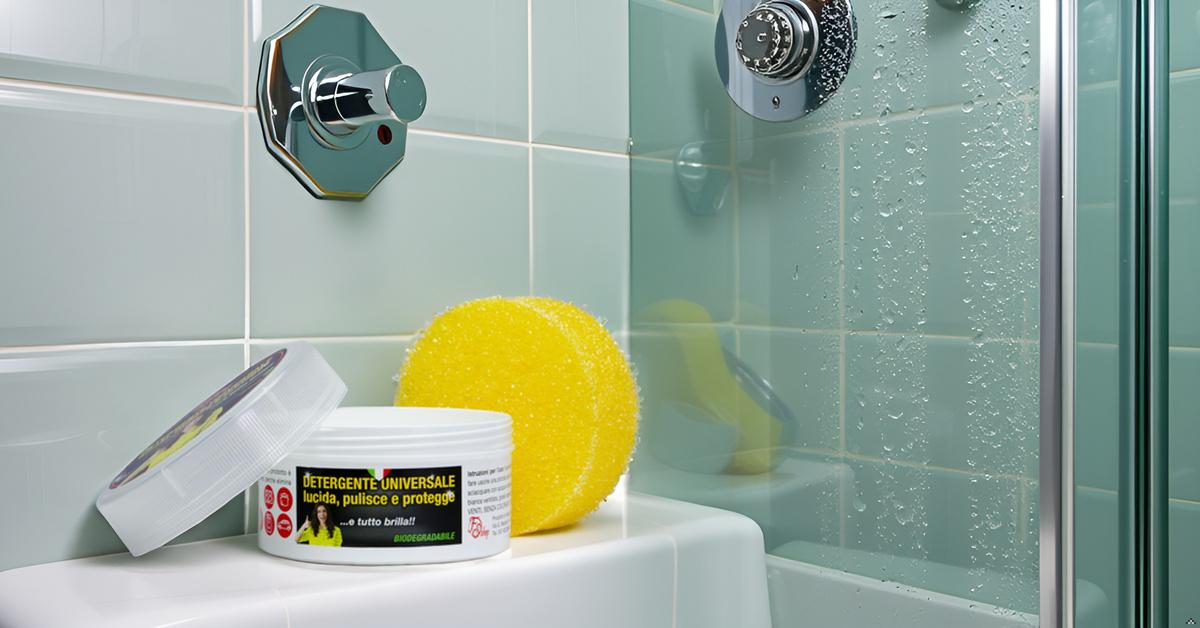 Detergente Universale 700g-PASTA PULENTE LUCIDA PULISCE PROTEGGE .ELIMINA CALCARE DALLA DOCCIA.E' TUTTO BRILLA 2 SPUGNE INCLUSE