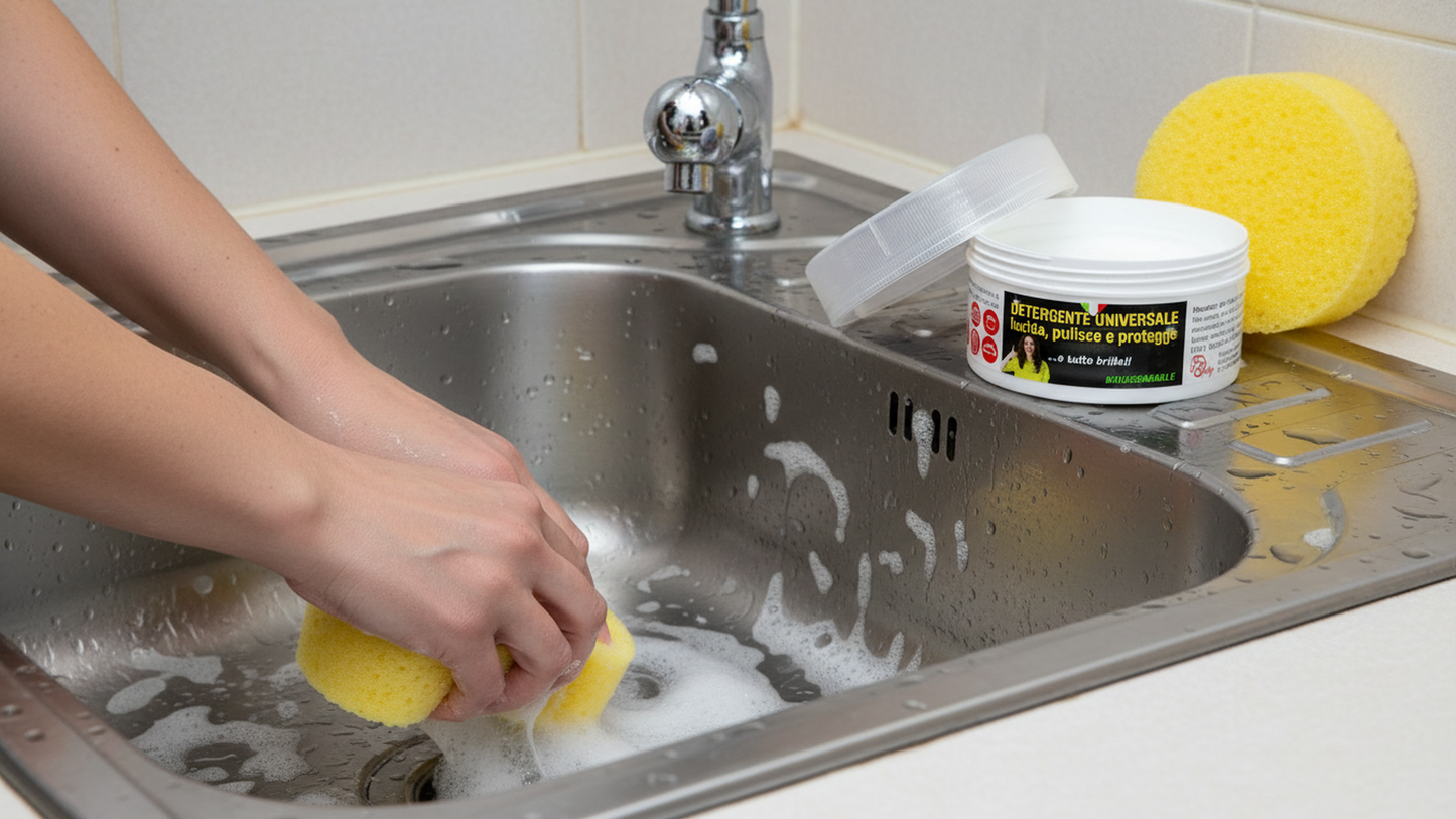 Detergente Universale 700gr (1pz) e Panno in Carbonio 3 Panni 38x50 e 1 18x14(1pz)
