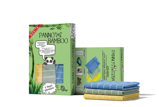 Panno pulizia in fibra naturale di Bambù 350g 40x40cm, ottimi per la pulizia della casa, mobili, vetri, cucina, bagno 3 Pezzi