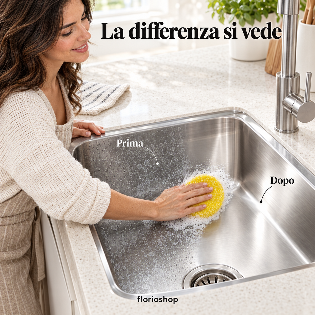 Detergente Universale 700g-PASTA PULENTE LUCIDA PULISCE PROTEGGE .ELIMINA CALCARE DALLA DOCCIA.E' TUTTO BRILLA 2 SPUGNE INCLUSE